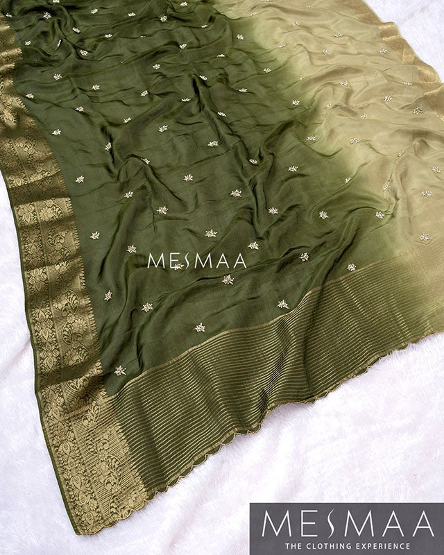 Pure chinon silk ombre sarees