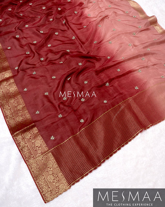 Pure chinon silk ombre sarees