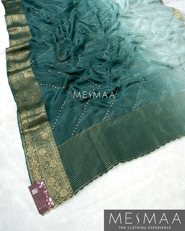 Pure chinon silk ombre sarees