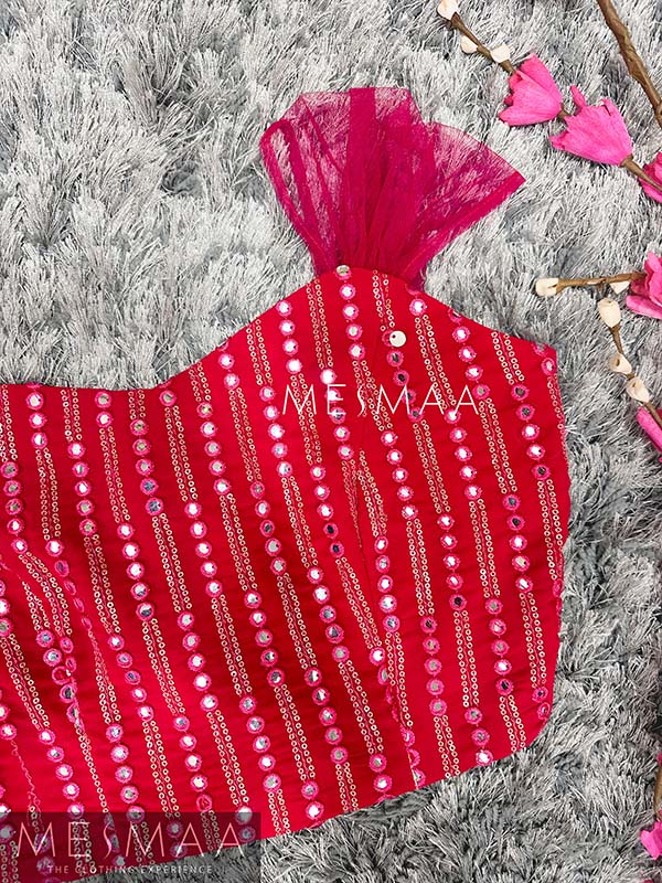 Rani pink mirror worked crop top