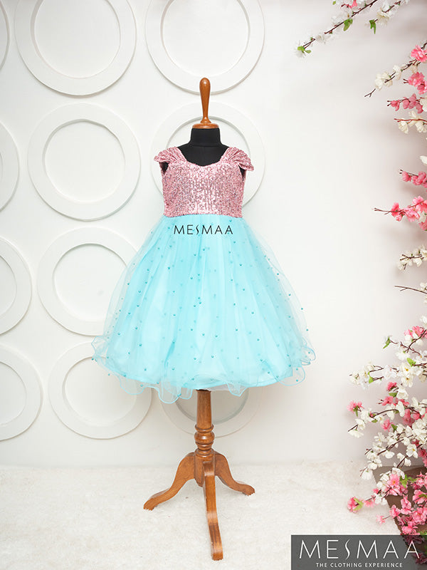 Pink blue kids gown