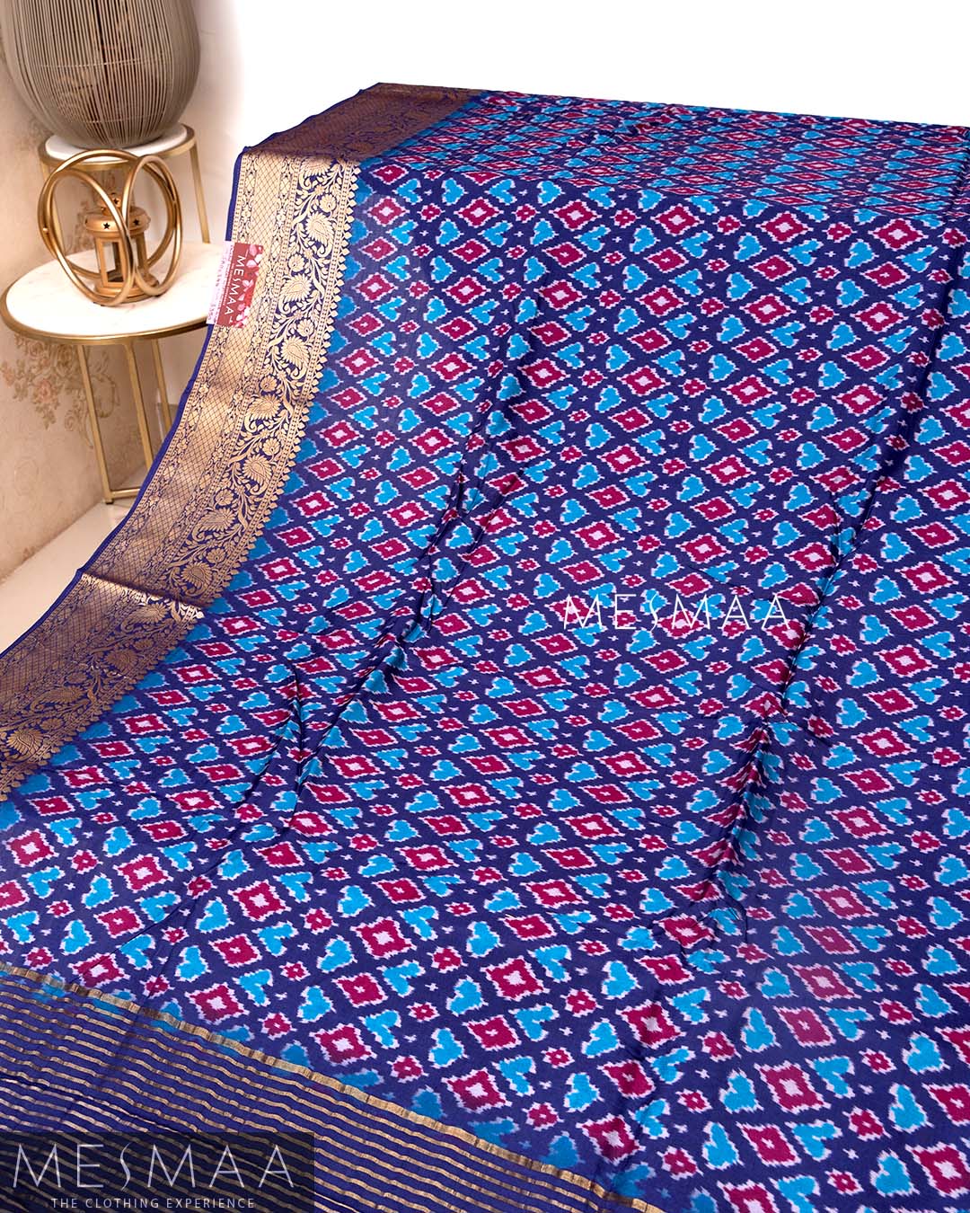 Modal silk with ikat print sarees