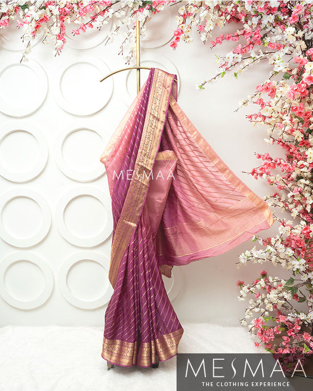 Pure chinon silk ombre sarees