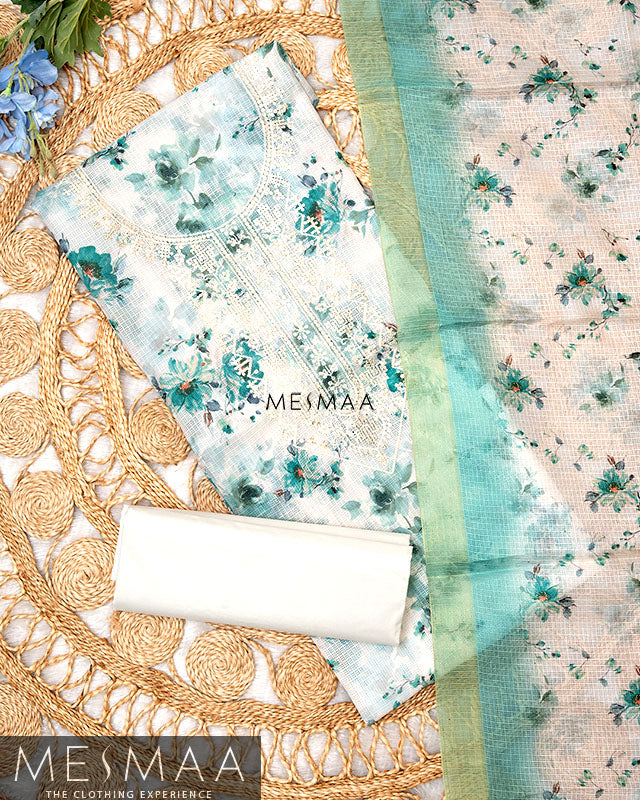 Linen Fabric With Floral Printed Suits