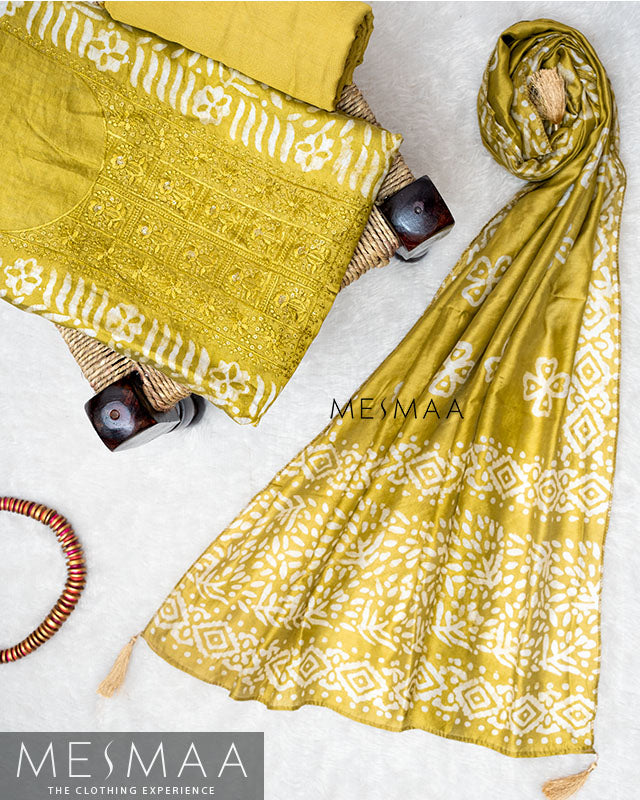 Chanderi silk with jaipur print silk suits