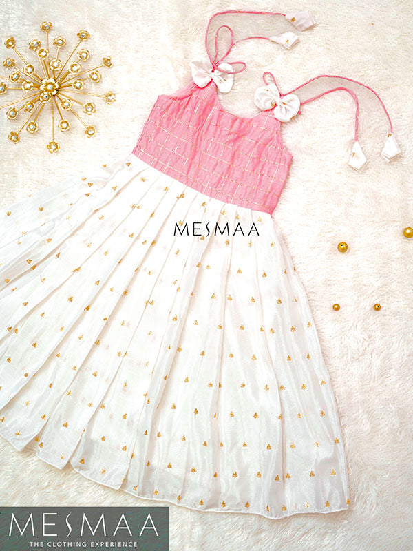 Pink white gown for kids