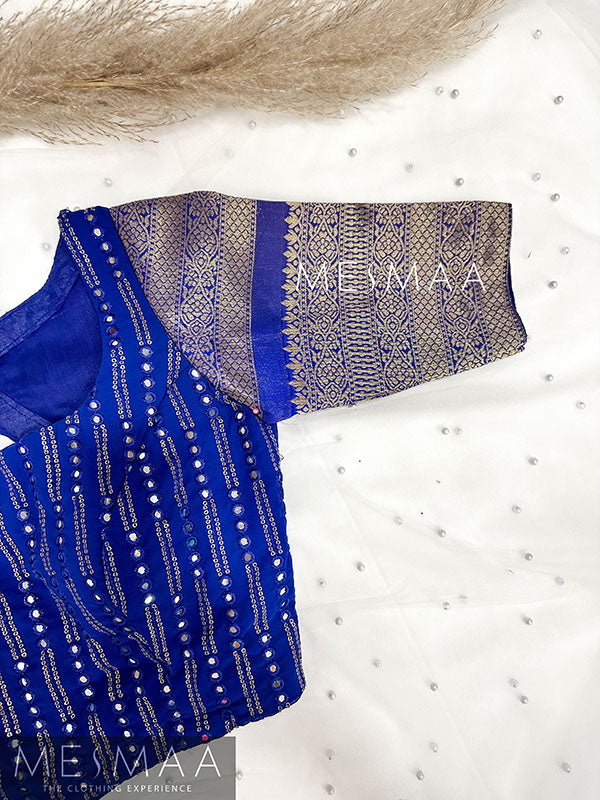 Royal blue mirror worked blouse