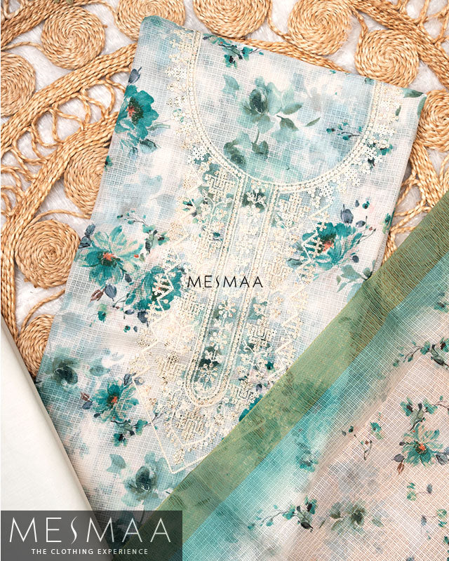 Linen Fabric With Floral Printed Suits