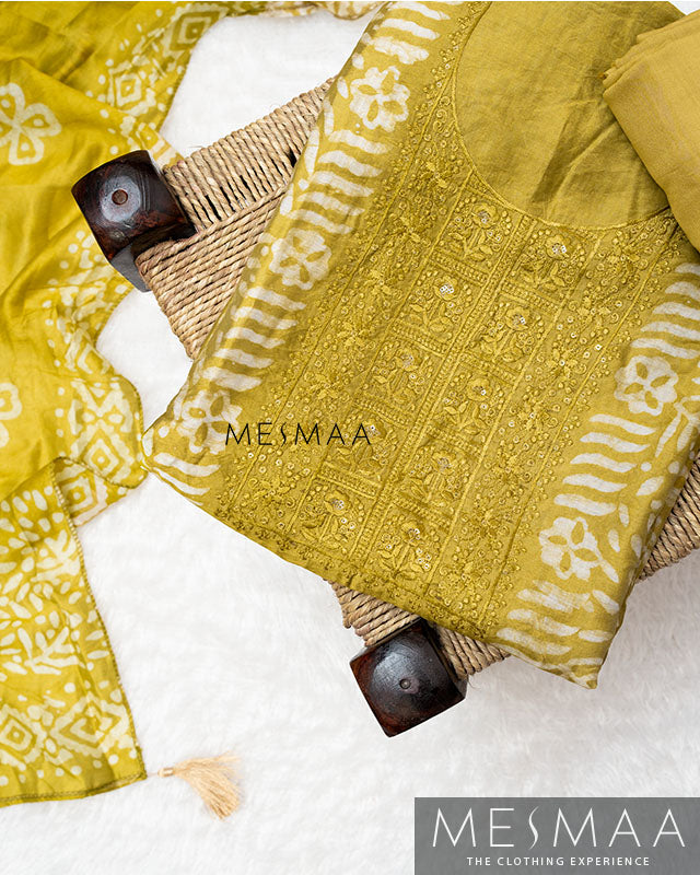 Chanderi silk with jaipur print silk suits