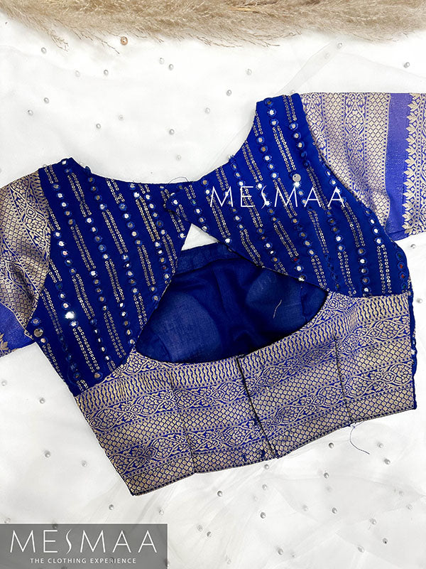 Royal blue mirror worked blouse