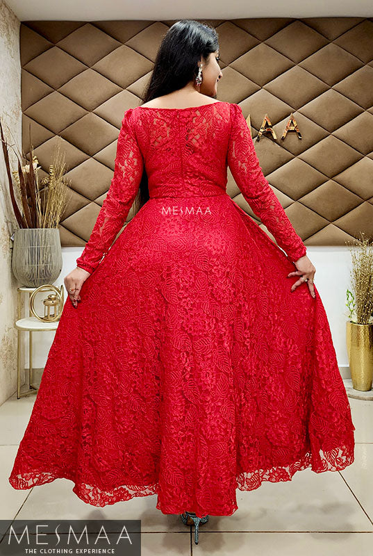 Red lace dress