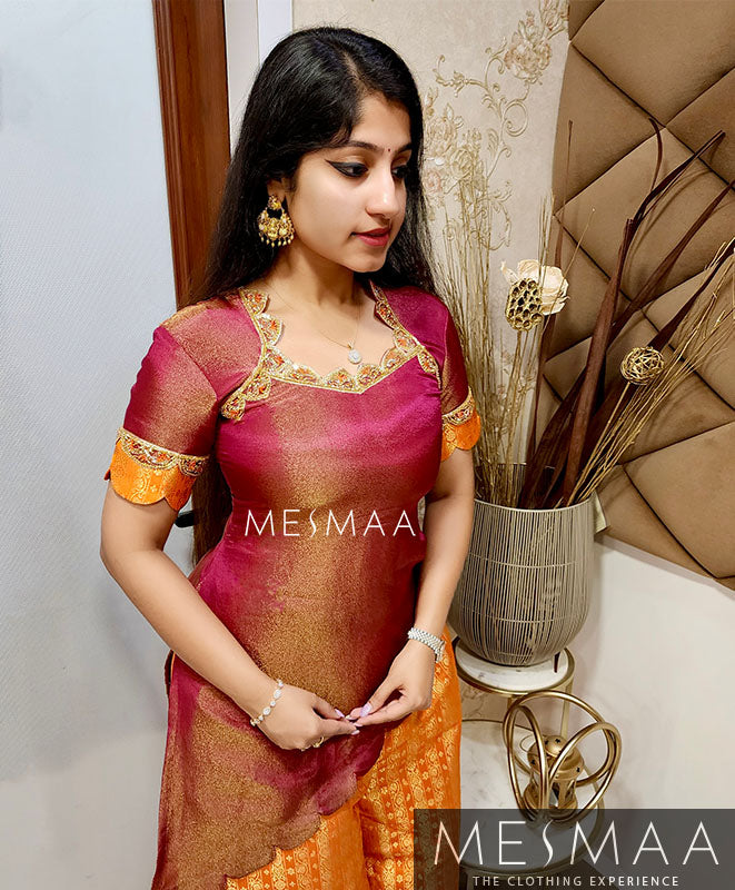 Maroon orange sharara set