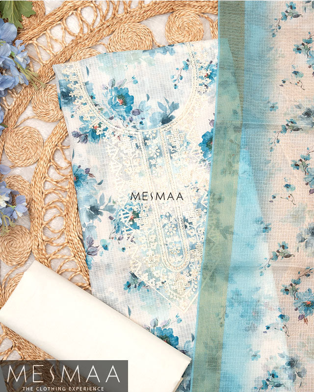 Linen Fabric With Floral Printed Suits