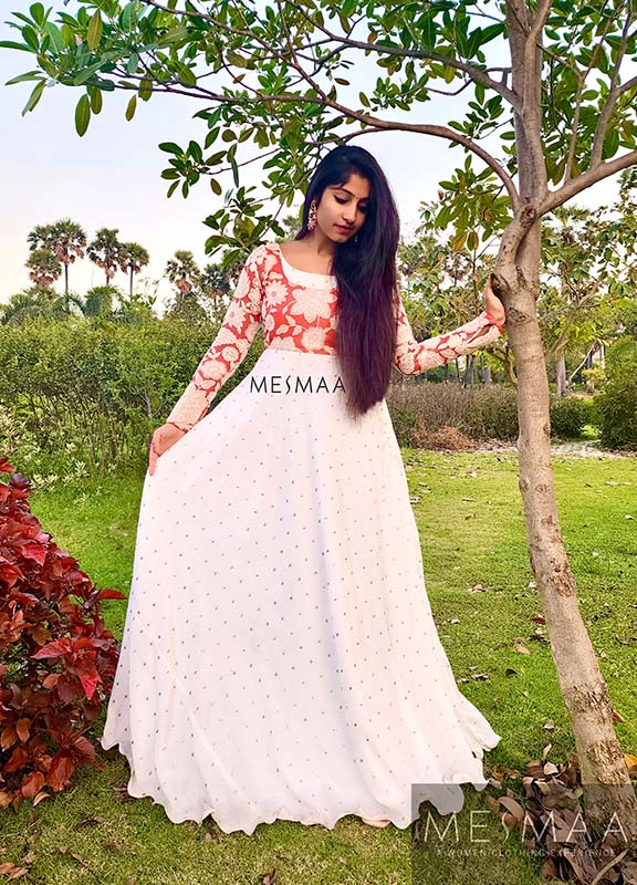 White coral floor length dress