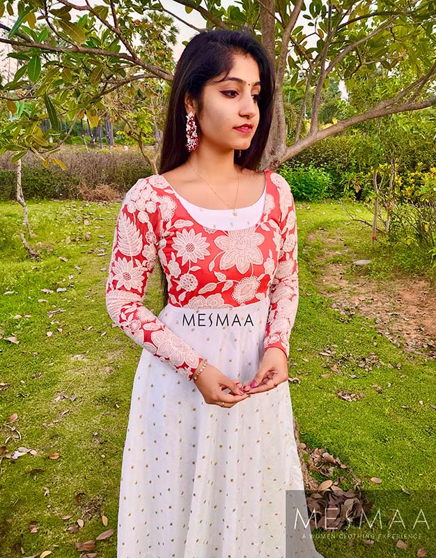 White coral floor length dress