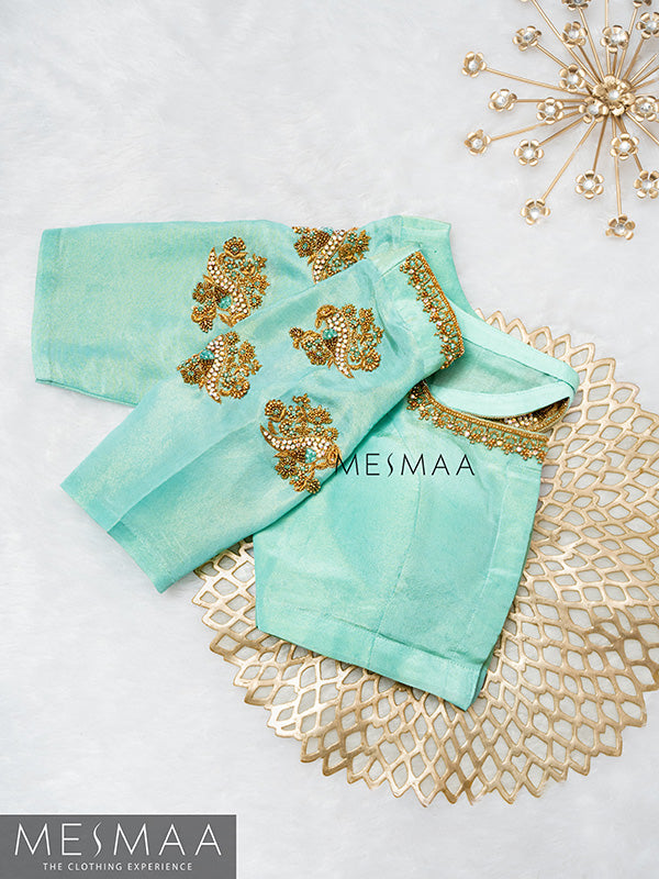 Aqua blue tissue blouse