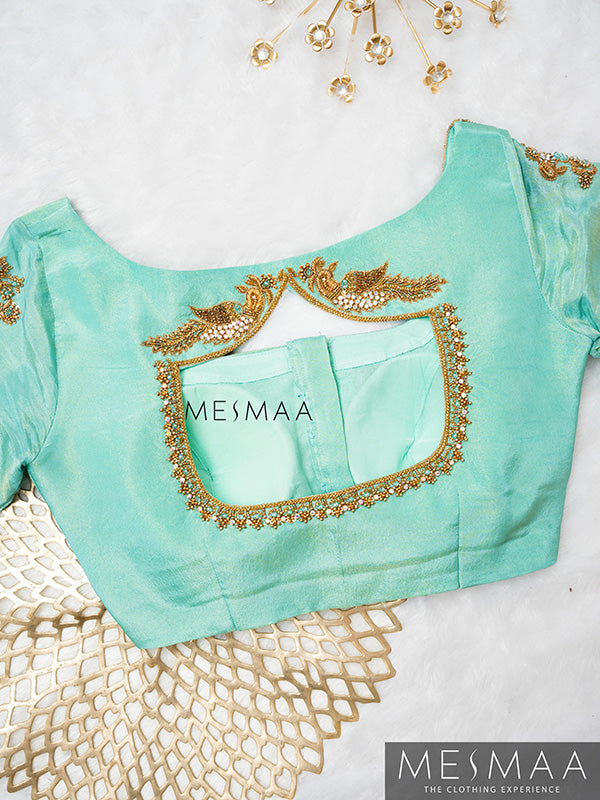 Aqua blue tissue blouse