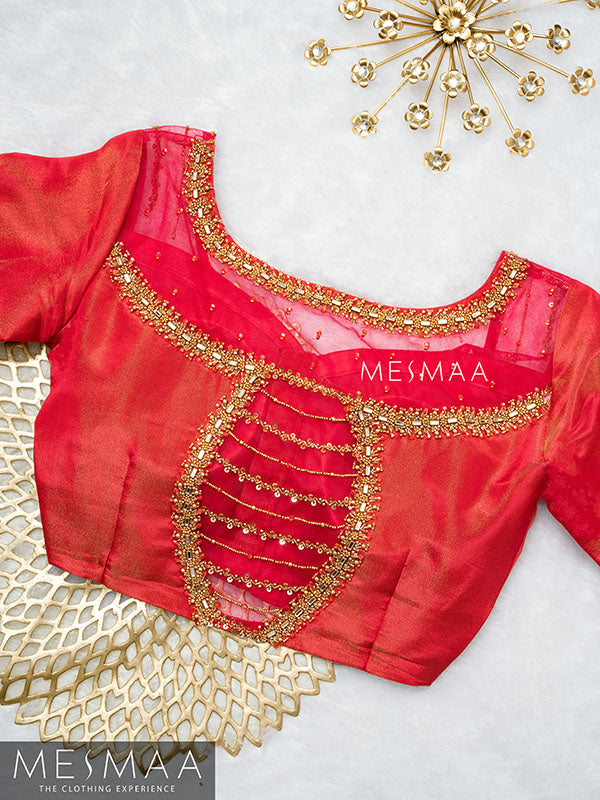 Pinkish red tissue blouse