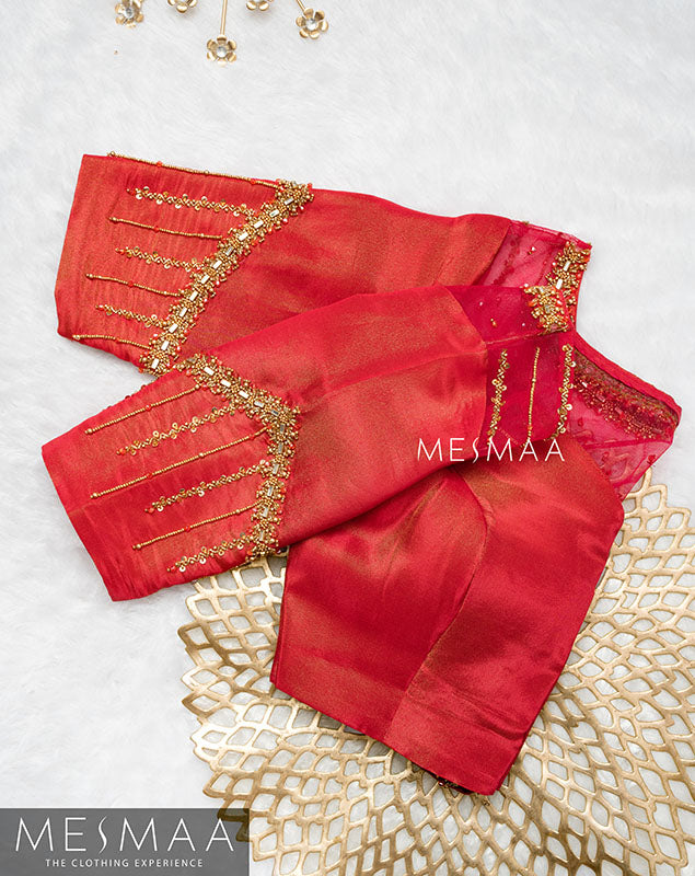 Pinkish red tissue blouse