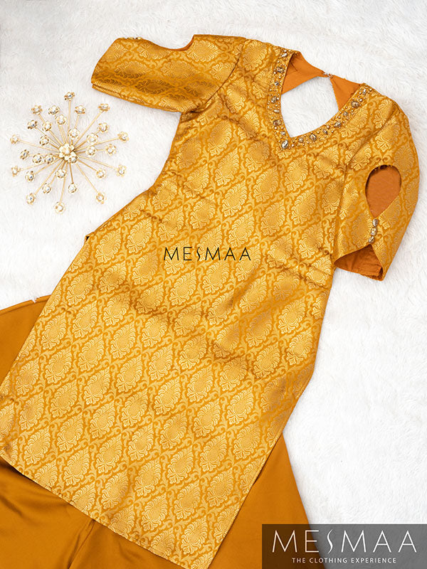 Golden mustard yellow sharara set