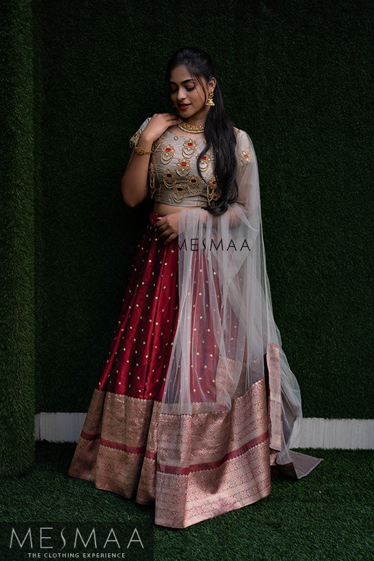 Beige brown lehenga