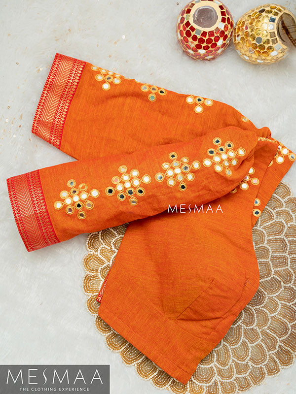 Dual shaded orange red blouse.