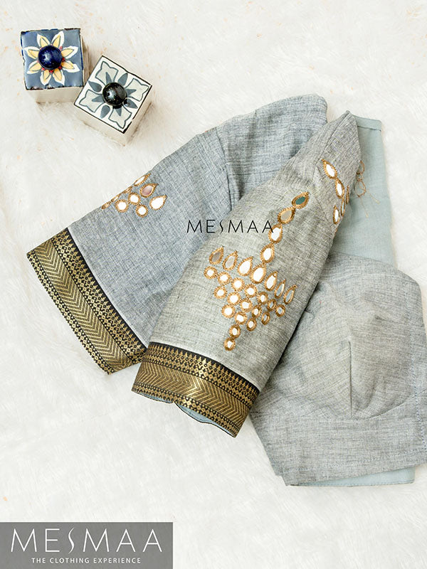 Grey black kolam blouse.