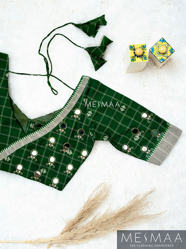 Green temple border blouse.