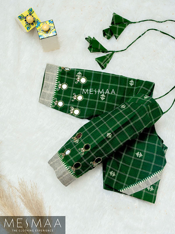 Green temple border blouse.