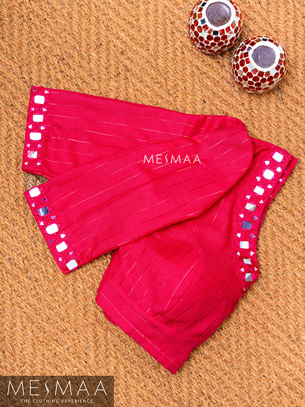 Rani pink mirror worked blouse.