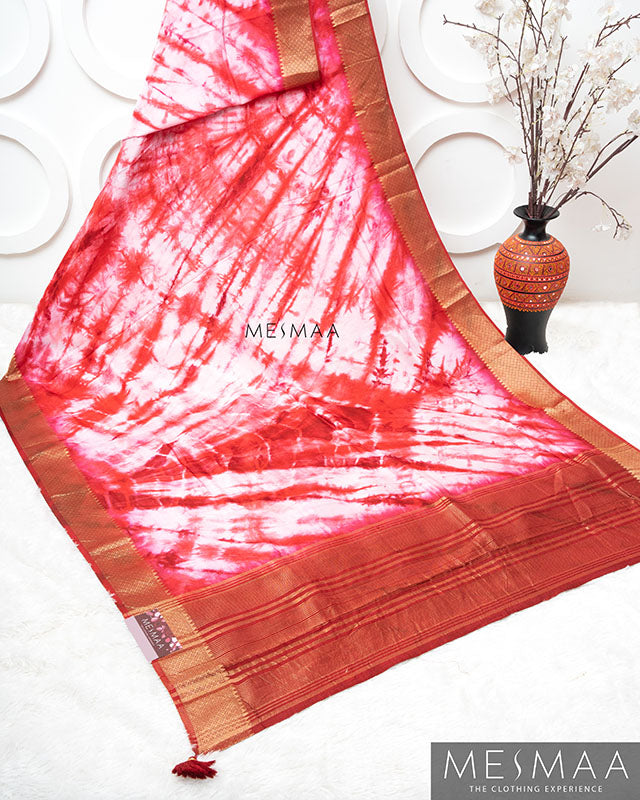 Tie and Dye dola silk saree