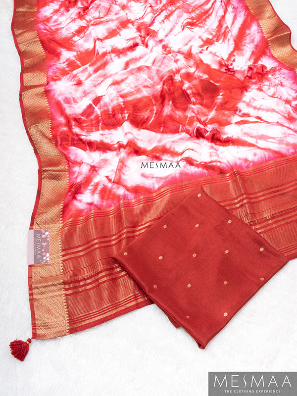 Tie and Dye dola silk saree