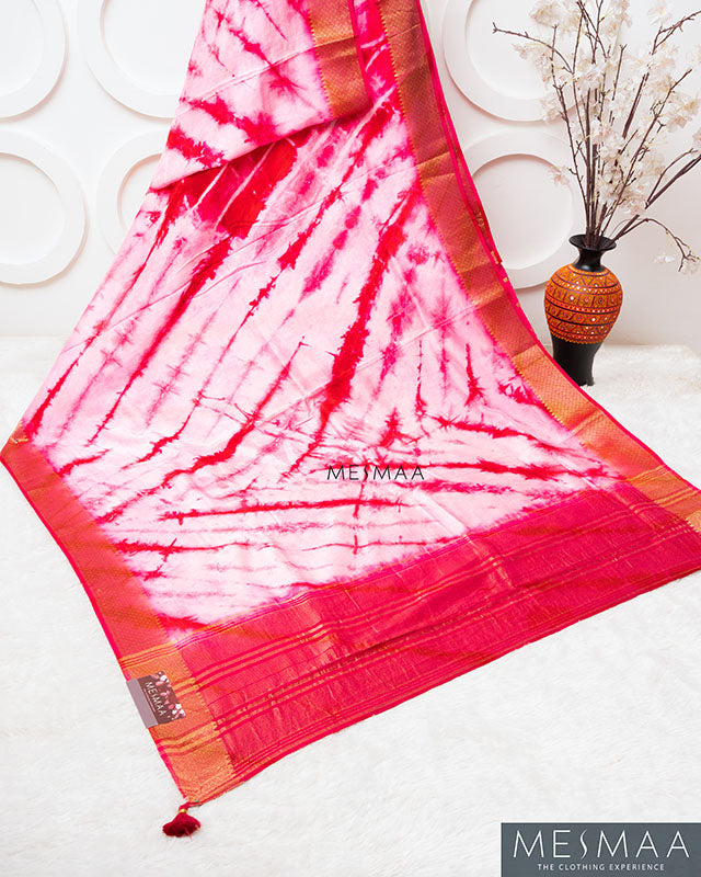 Tie and Dye dola silk saree