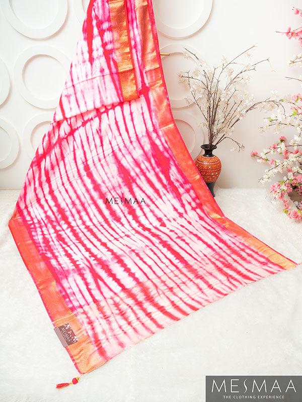 Tie and Dye dola silk saree