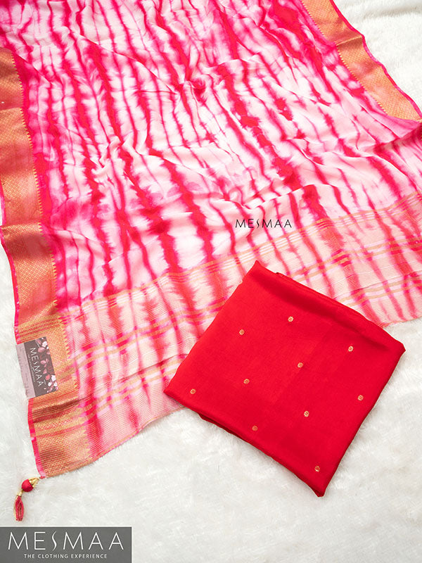 Tie and Dye dola silk saree