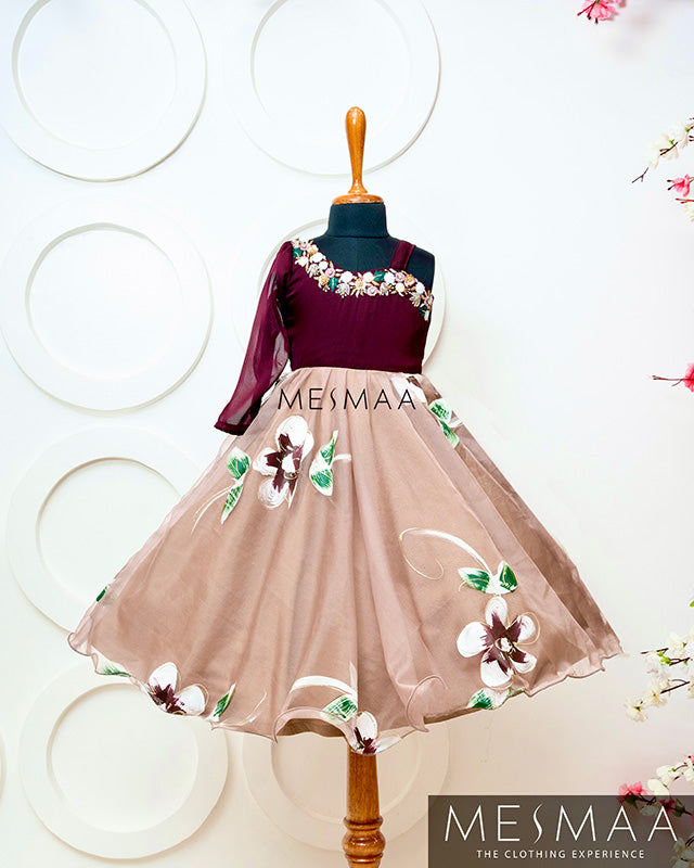 Vine dusty pink floral kid gown