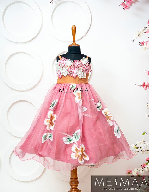 Pink tangerine floral kid gown