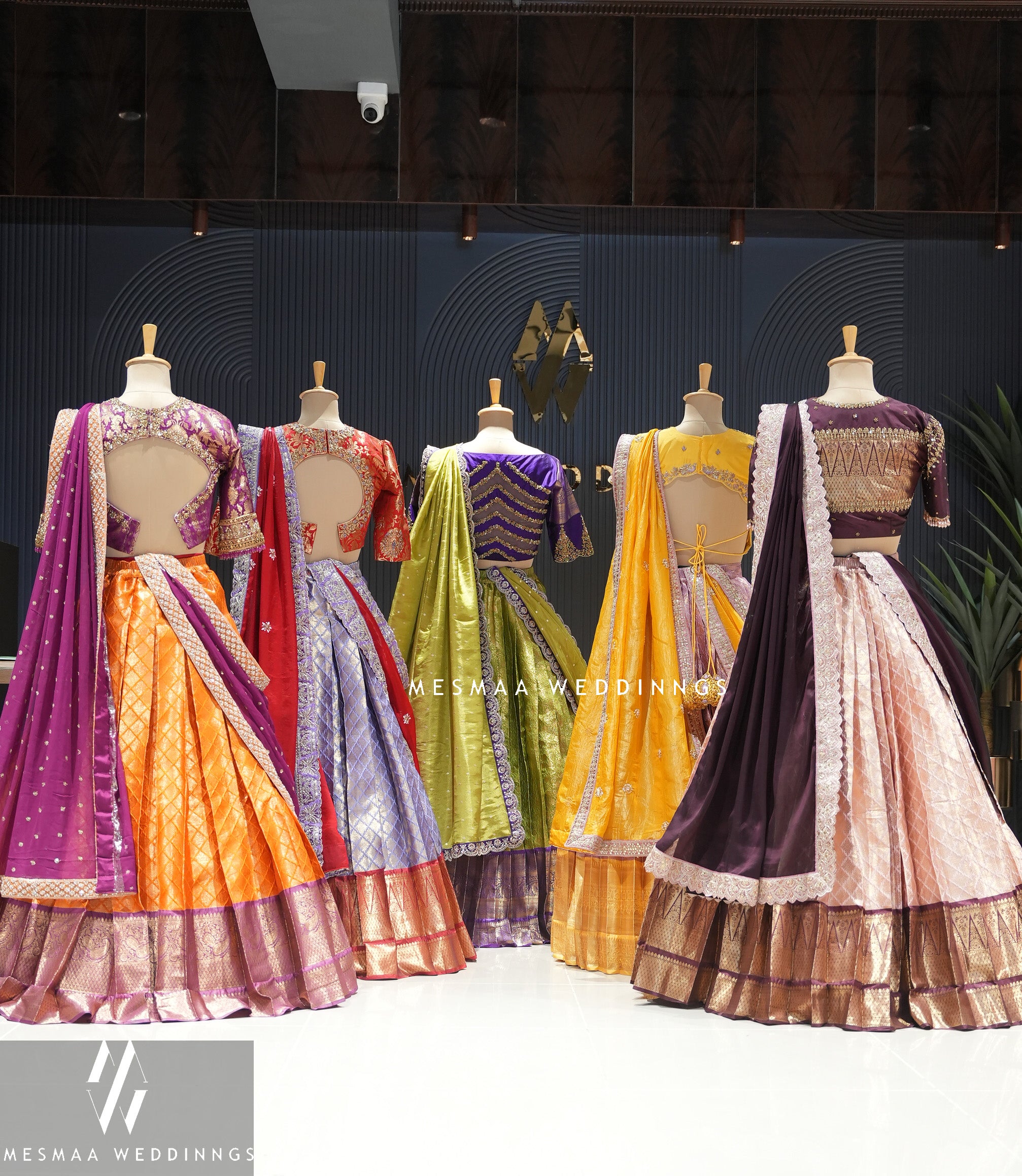 BRIGHT RED & LAVENDER PATTU HALF SAREE