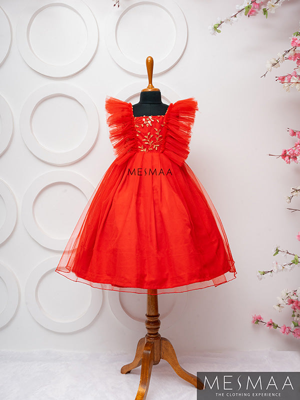 Bright red kids gown