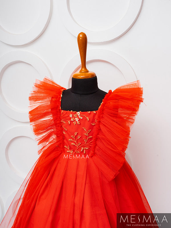 Bright red kids gown