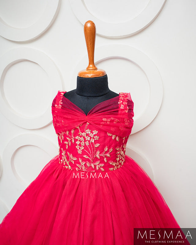 Fuschia pink kids gown