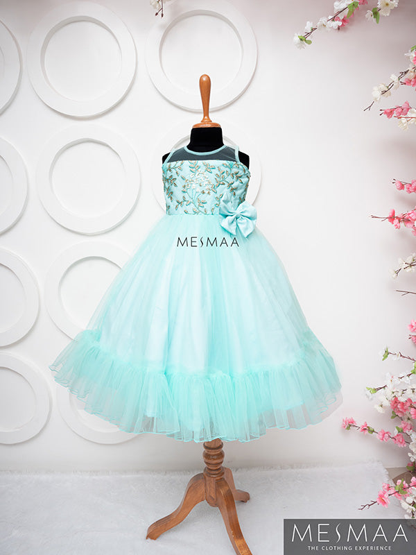 Aqua blue kids gown