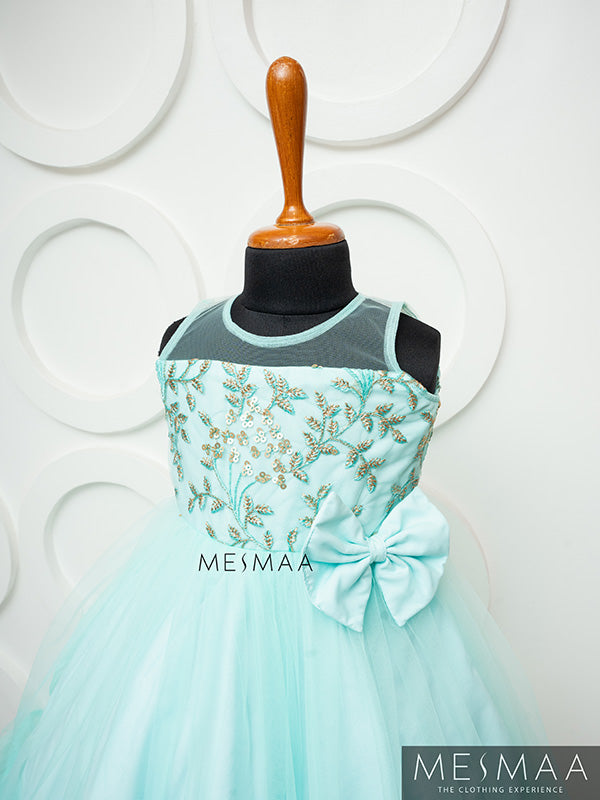 Aqua blue kids gown