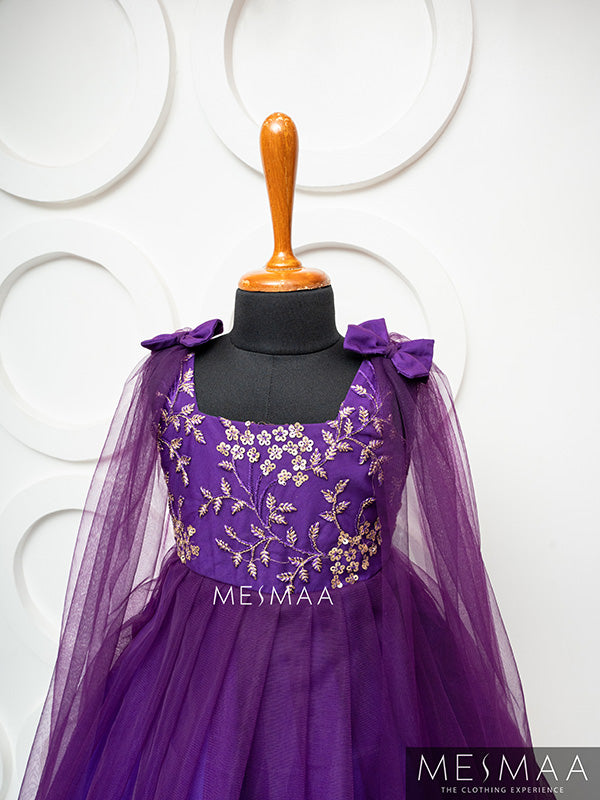 Deep purple kids gown