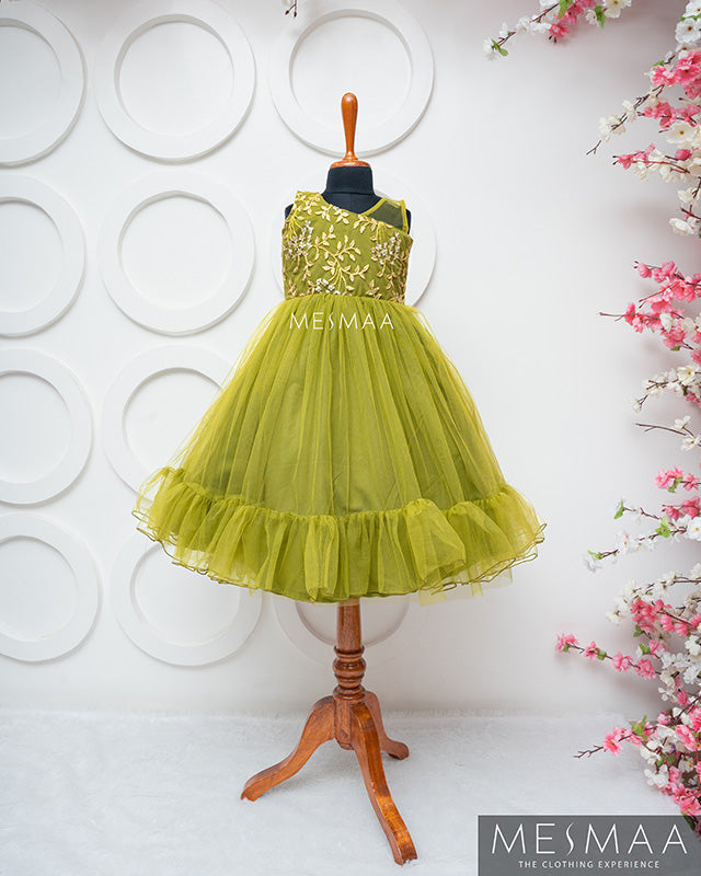 Olive green kids gown