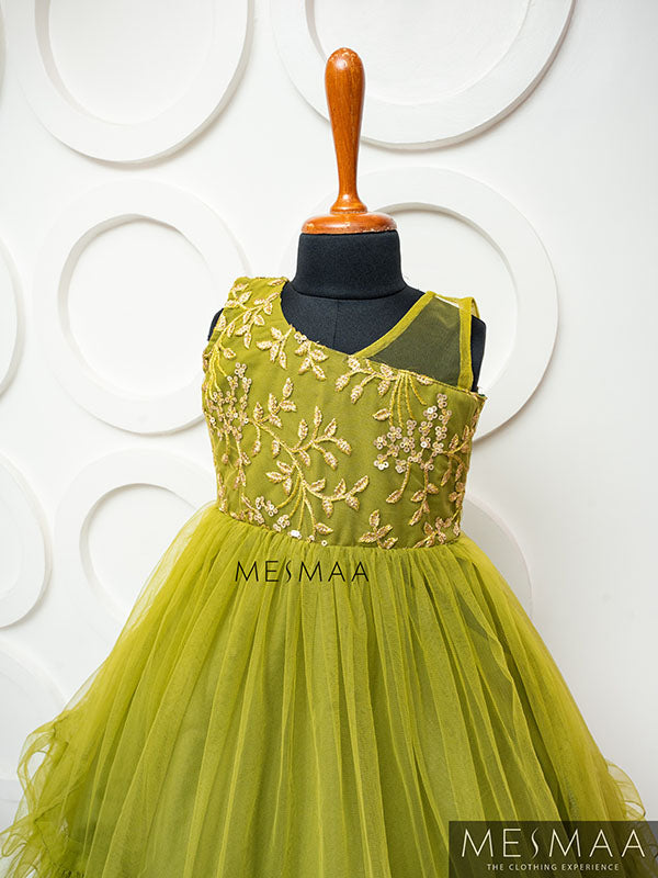 Olive green kids gown