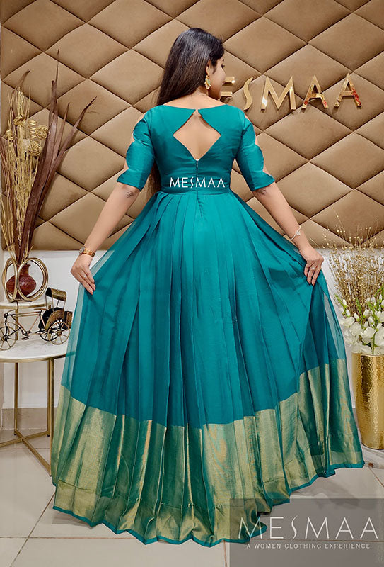 Teal green zari dress