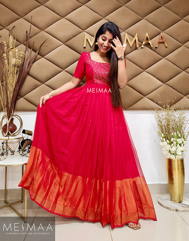 Red zari dress