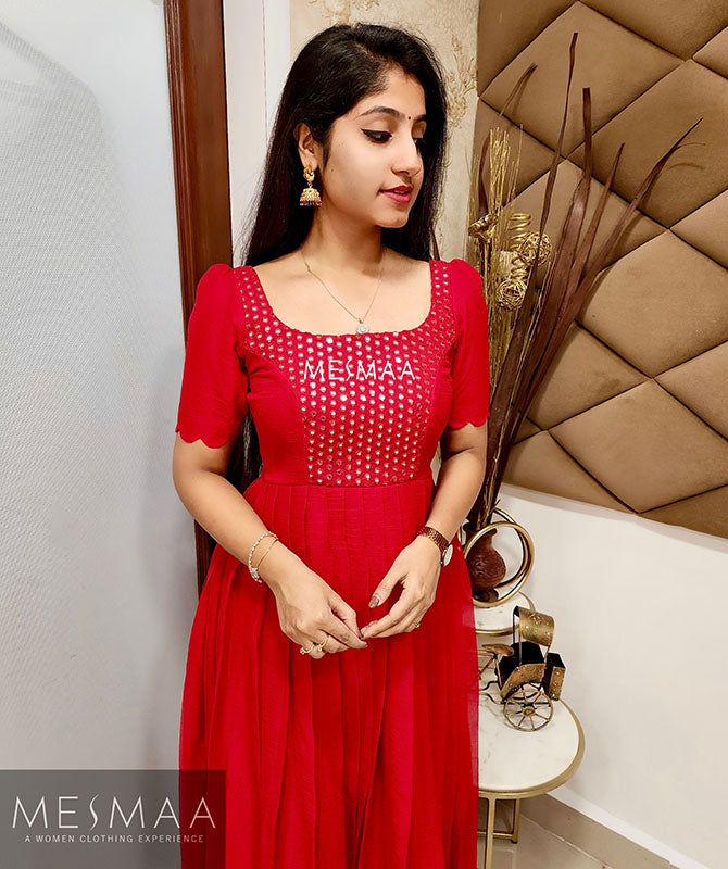 Red zari dress