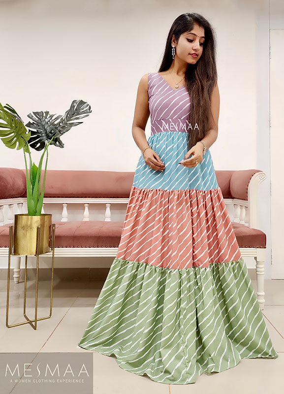 Multi-coloured striped dress